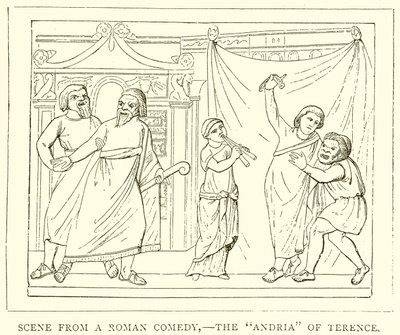 Szene aus einer römischen Komödie – Die Andria von Terenz von English School