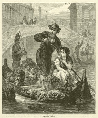 Szene in Venedig (Gravur) von English School