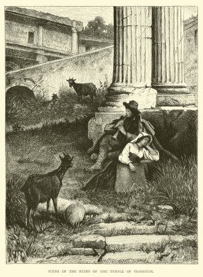 Szene in den Ruinen des Tempels des Vespasian von English School