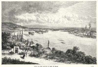Szene an der Donau in Friedenszeiten von English School