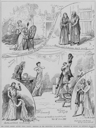 Szenen aus einer Aufführung von Charles Gounods Oper Philemon et Baucis im Royal Opera House, Covent Garden, London von English School