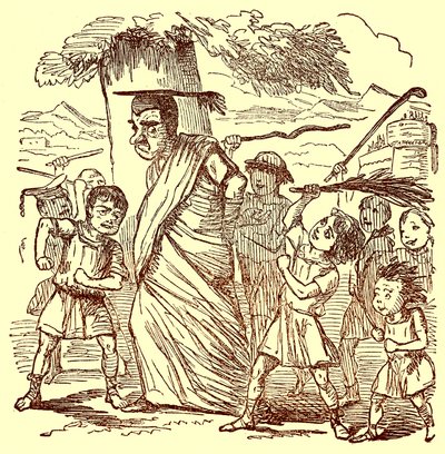 Schüler verprügeln den Lehrer, Illustration aus Die komische Geschichte Roms von Gilbert Abbott a Beckett, veröffentlicht um 1850 von English School
