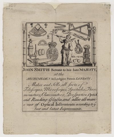 Hersteller wissenschaftlicher Instrumente, John Smith, Visitenkarte von English School