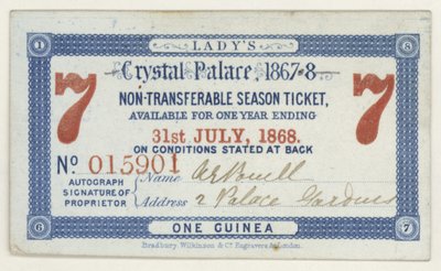 Saisonkarte für den Crystal Palace, London, 1867-1868 von English School