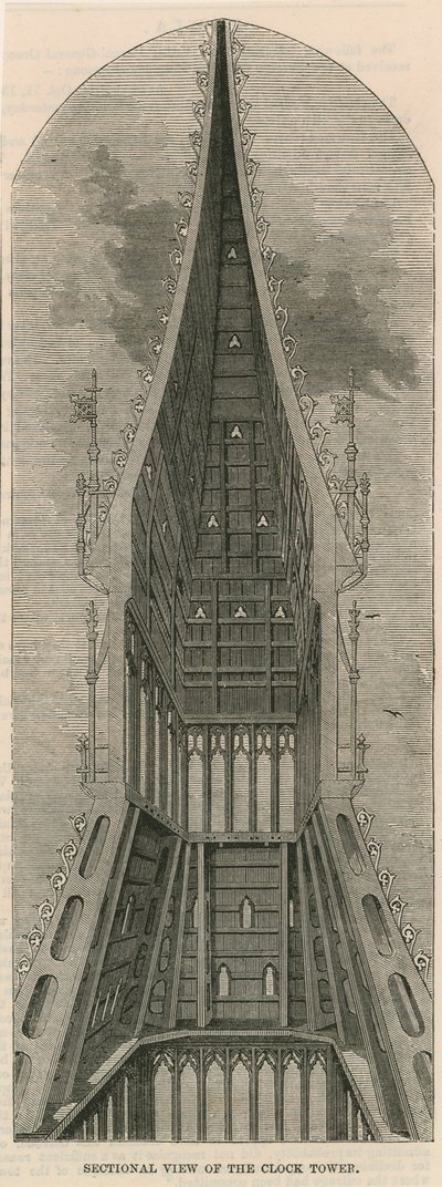 Schnittansichten des Uhrturms, Westminster, London von English School