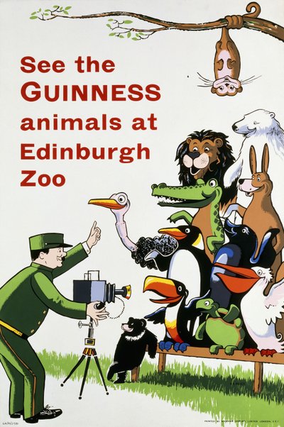 Sehen Sie die Guinness-Tiere im Zoo von Edinburgh, ca. 1938 von English School