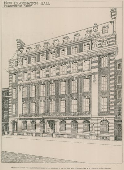 Ausgewählter Entwurf für die Prüfungshalle, Royal College of Physicians and Surgeons von English School