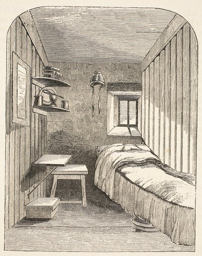 Separater Schlafraum in einem der neuen Flügel des Frauengefängnisses von Brixton, Illustration aus The Criminal Prisons of London and Scenes from Prison Life von Henry Mayhew und John Binny von English School