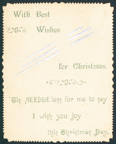 Nähnadeln, Weihnachtskarte von English School