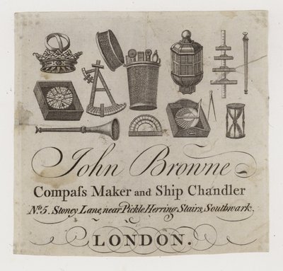Schiffsausrüster, John Browne, Visitenkarte von English School