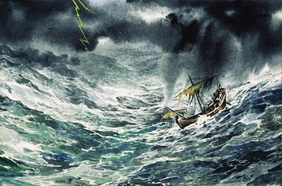 Schiff im Sturm von English School