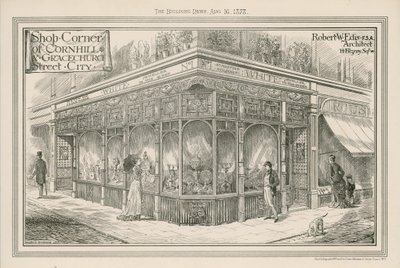 Geschäftsecke von Cornhill und Gracechurch Street, City, London von English School