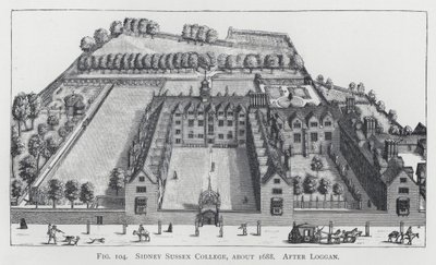 Sidney Sussex College, um 1688, nach Loggan (Gravur) von English School