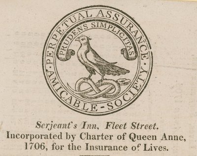 Zeichen der Amicable Society Perpetual Assurance von English School
