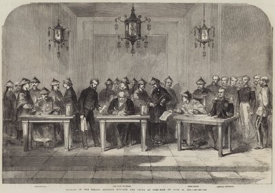 Unterzeichnung des Vertrags zwischen England und China in Tien-Tsin am 26. Juni 1858 von English School