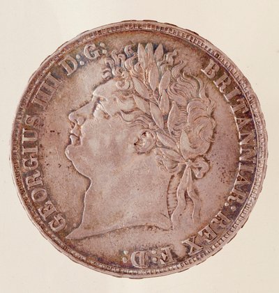 Silberne englische Krone, Regierungszeit von König George IV (1820-1830). Durchm. 3,7 cm Neapel, Archäologisches Museum von English School