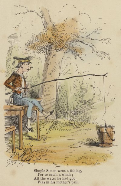 Einfacher Simon ging angeln, um einen Wal zu fangen; Alles Wasser, das er hatte, war im Eimer seiner Mutter von English School