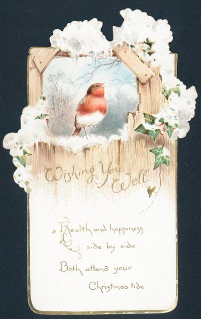 Singendes Rotkehlchen, Weihnachtskarte von English School
