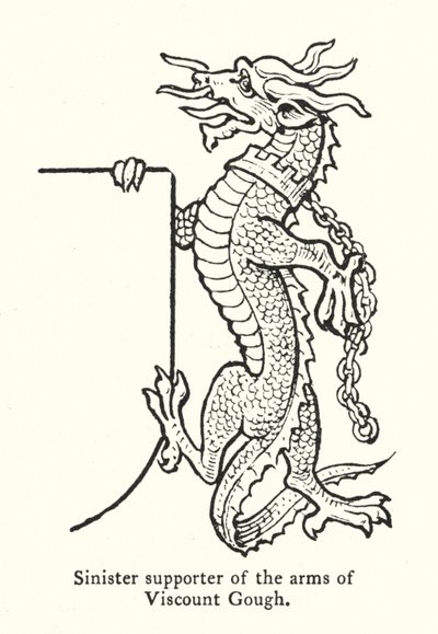 Unheimlicher Unterstützer der Waffen von Viscount Gough (Gravur) von English School