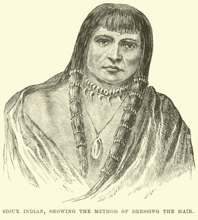 Sioux-Indianer, zeigt die Methode des Haarstylings von English School