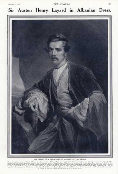 Sir Austen Henry Layard in albanischer Tracht von English School