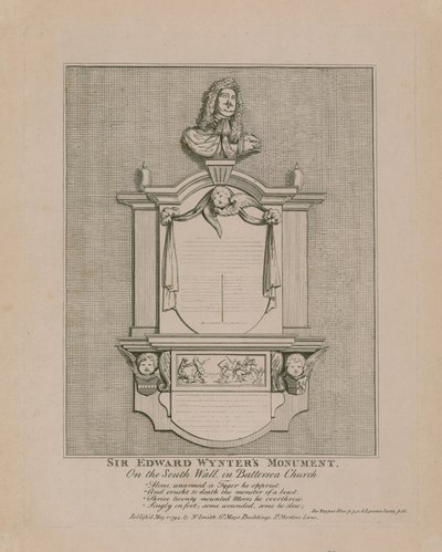 Sir Edward Wynters Denkmal, an der Südwand in der Battersea Kirche von English School