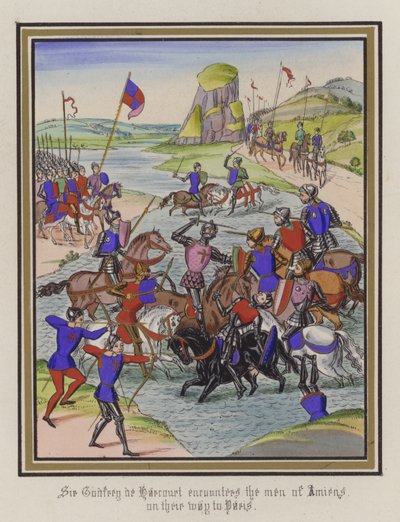 Sir Godfrey De Harcourt begegnet den Männern von Amiens auf ihrem Weg nach Paris von English School