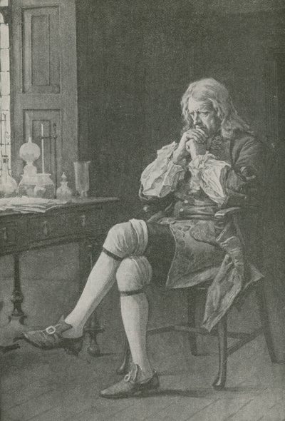Sir Isaac Newton sitzt träumend von English School