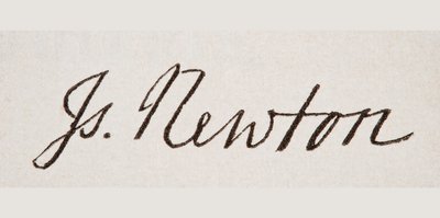 Unterschrift von Sir Isaac Newton, aus 