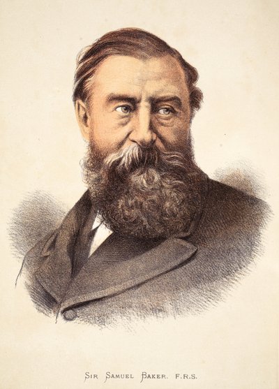 Sir Samuel Baker, Illustration aus der Bildausgabe des Lebens und der Entdeckungen von David Livingstone von J. Ewing Richie, veröffentlicht von A. Fullarton & Co., 1876 von English School