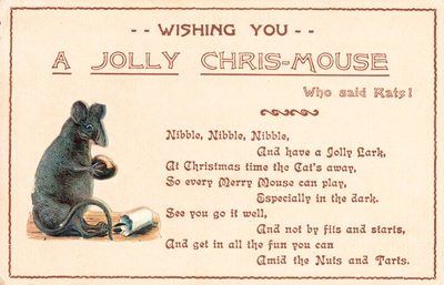 Sitzende graue Maus, Weihnachtskarte von English School