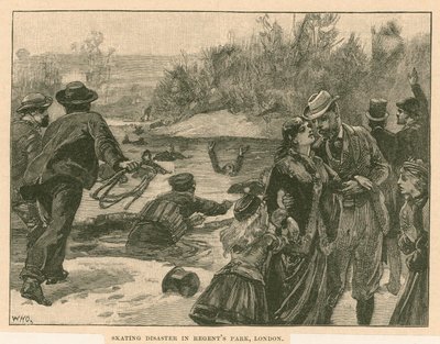 Schlittschuhunglück im Regents Park, London, 1867 von English School