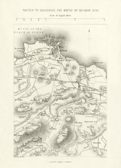 Skizze zur Darstellung der Schlacht von Dunbar, 1650 von English School