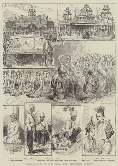 Skizzen in Rangoon, Besuch des Vizekönigs von Indien in Britisch-Burma (Stich) von English School