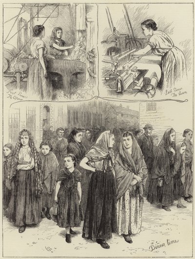 Skizzen in einer Baumwollfabrik in Manchester von English School