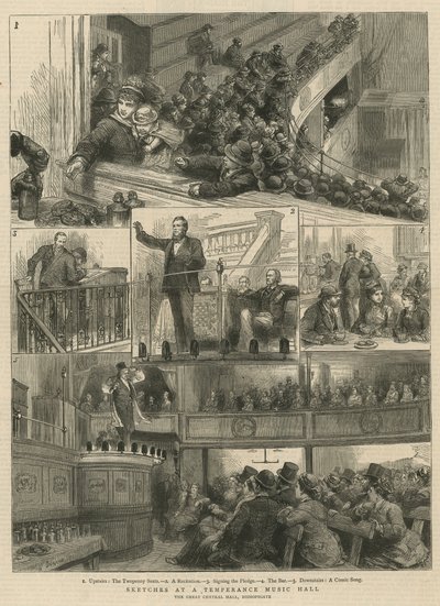 Skizzen in einer Abstinenzler-Musikhalle, The Great Central Hall, Bishopsgate von English School