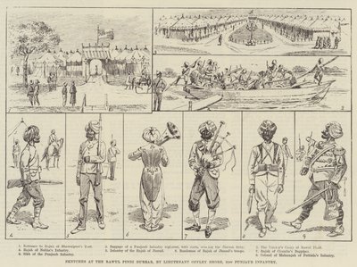 Skizzen beim Rawul Pindi Durbar (Gravur) von English School