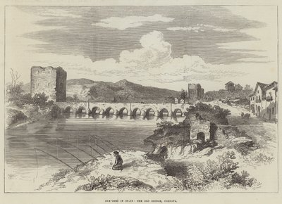 Skizzen in Spanien, die alte Brücke, Cordova (Stich) von English School