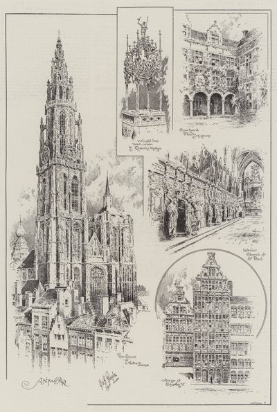 Skizzen von Antwerpen (Gravur) von English School