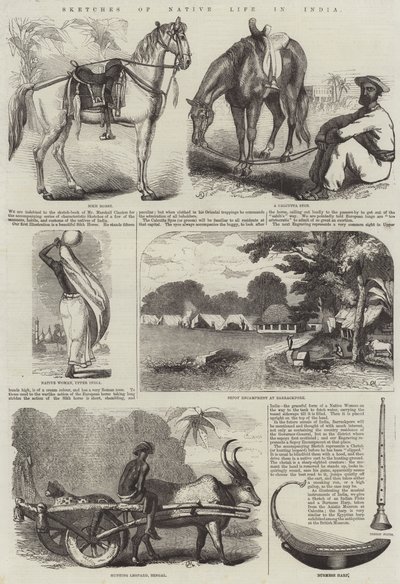 Skizzen des einheimischen Lebens in Indien von English School