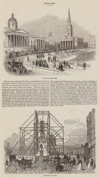 Skizzen vom Trafalgar Square (Gravur) von English School