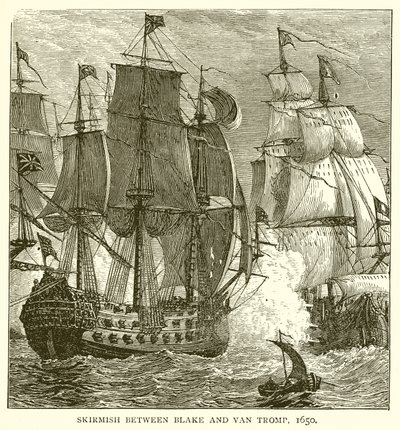 Scharmützel zwischen Blake und Van Tromp, 1650 von English School