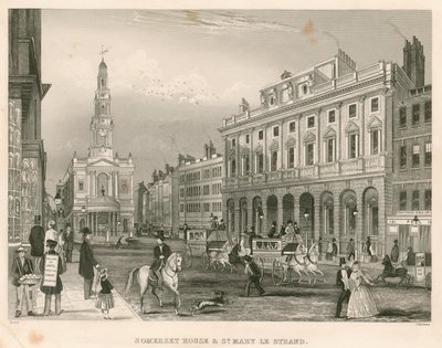 Somerset House und St. Mary-le-Strand, The Strand, London von English School