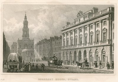 Somerset House und St. Mary-le-Strand, The Strand, London von English School