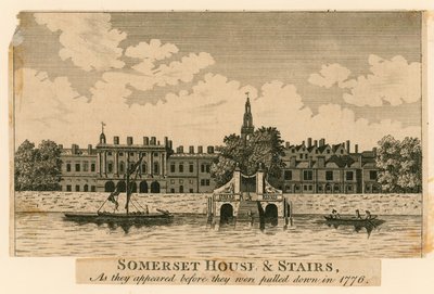 Somerset House und Treppen, wie sie vor dem Abriss 1776 aussahen von English School