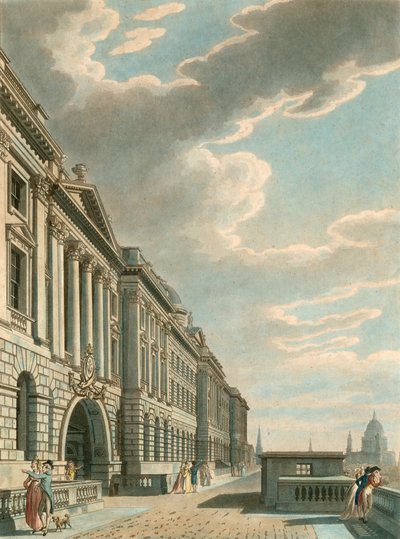 Somerset Terrace entlang der Themse, Somerset House, The Strand, London von English School