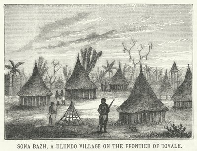 Sona Bazh, ein Ulundo-Dorf an der Grenze von Tovale (Stich) von English School