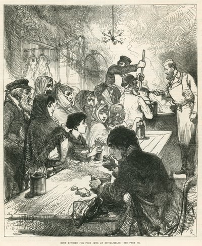 Suppenküche für arme Juden in Spitalfields, London von English School