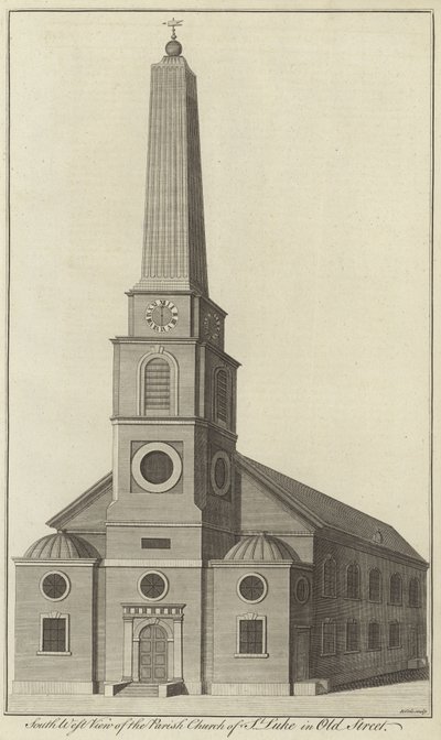 Südwestansicht der Pfarrkirche St. Luke in Old Street, London von English School
