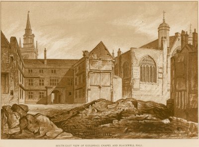 Südostansicht der Guildhall-Kapelle und Blackwell Hall, London von English School